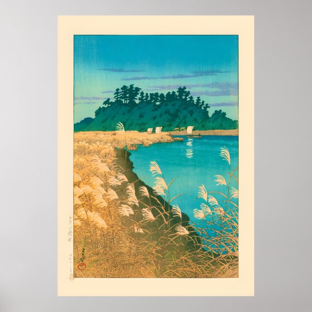 Senaste hösten i Ichikawa av Kawase Hasui Poster (Framsidan)