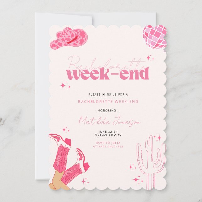Senaste inbjudan till Disco-rodeo-bachelorette-gru (Framsida)
