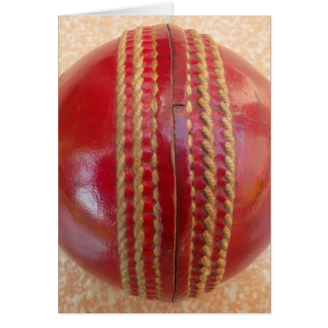 Senaste Internationell Red Leather Cricket Boll Hälsningskort (Framsidan)