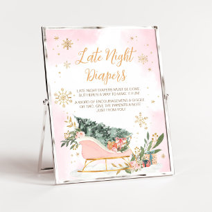 Senaste nattblöjor för vintertidningar Rosa Guld Poster