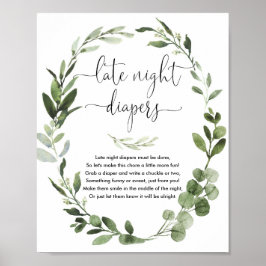 Senaste natten, dagstidningar, babyduschspel, grön poster
