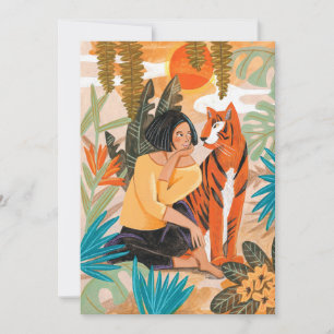 Senaste nyår av tigerfotot julkort