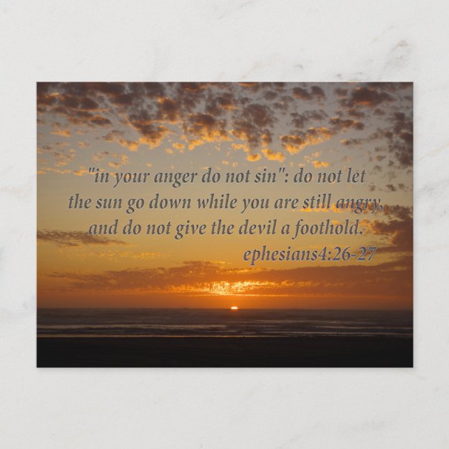 Senaste ögonblicket med efesier 4:26-27 vykort (Framsida)