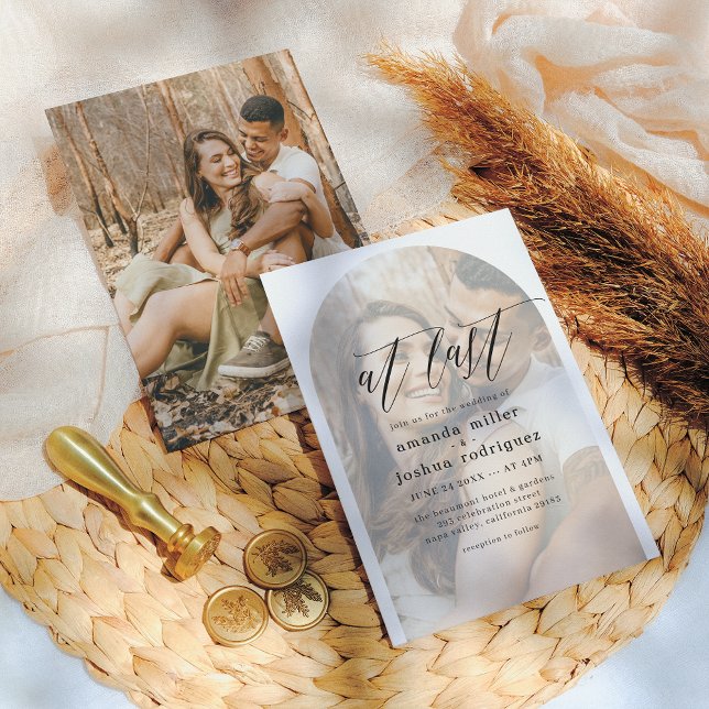 Senaste ömtåliga calligrafi och bågfoto Bröllop Inbjudningar (Skapare uppladdad)