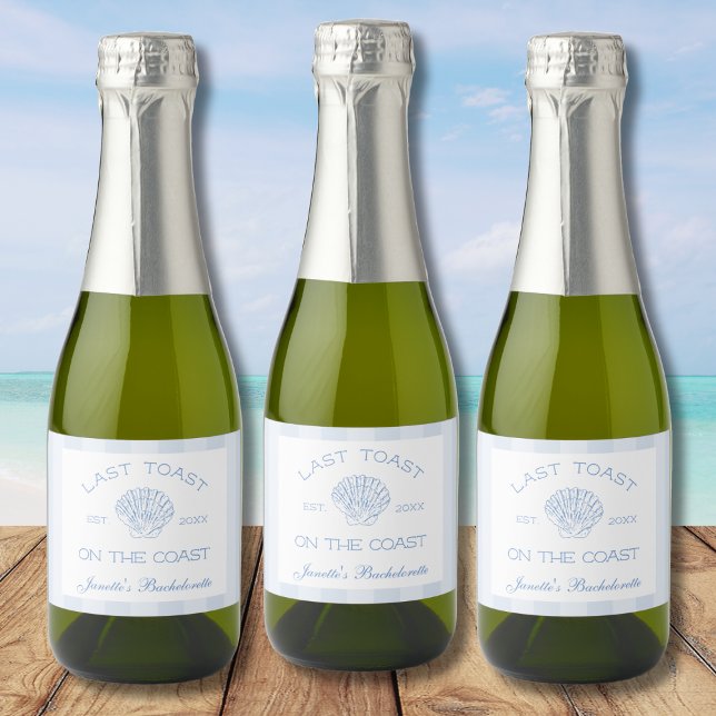 Senaste popup på Kusten-Bachelorette-partiets favö (Last Toast On The Coast Bachelorette Party Favor Sparkling Wine Label)