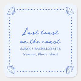 Senaste popup på Kusten - blå Snäckan Bachelorette Fyrkantigt Klistermärke