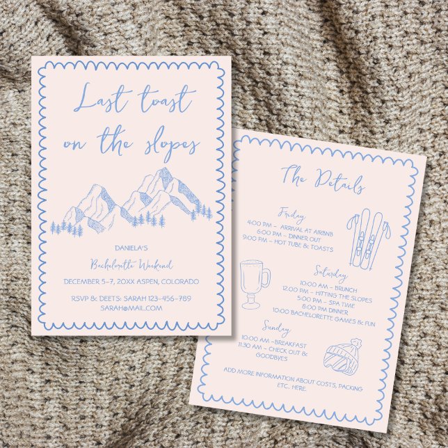 Senaste popup på Slopes Bachelorette Helg Inbjudningar (Last Toast On The Slopes Bachelorette Weekend Invitation)