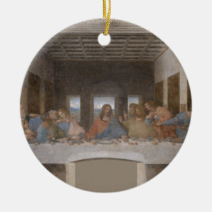 Senaste programvaran Leonardo Da Vinci-målning Julgransprydnad Keramik