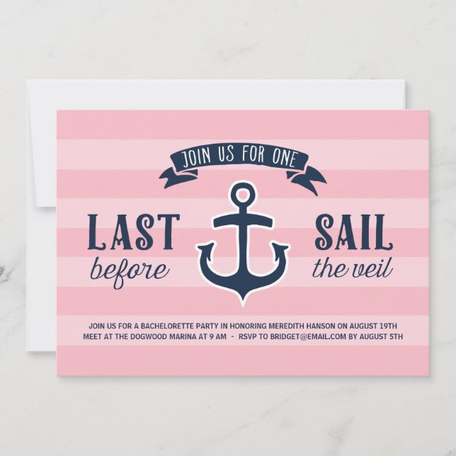 Senaste segel | Nautical Bachelorette Party Inbjudningar (Framsida)