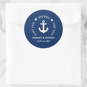 Senaste segelfartyget före Veil Nautical Bröllop Runt Klistermärke