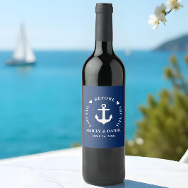 Senaste segelfartyget före Veil Nautical Bröllop Vinflaska Etikett