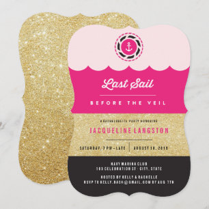 Senaste segeln före Veil Glam Bachelorette-partiet Inbjudningar