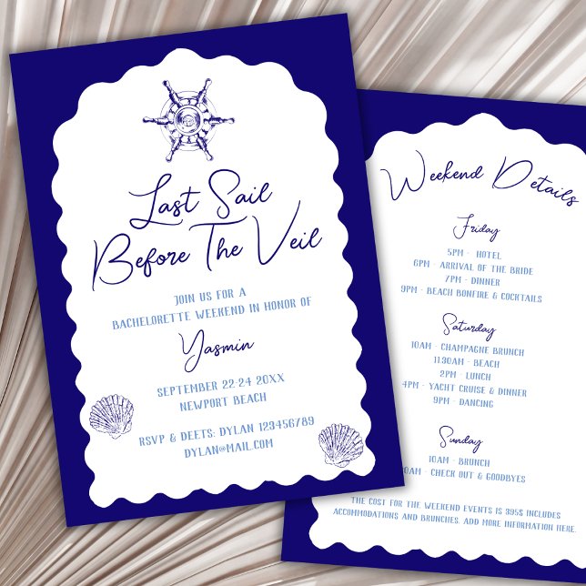 Senaste segeln före Veil Nautical Bachelorette Inbjudningar (Last Sail Before The Veil Nautical Bachelorette Invitation)