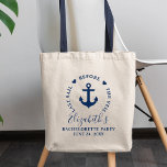 Senaste segeln inför Veil Bachelorette-partiet Tygkasse<br><div class="desc">Senaste segelfartyget framför Veil Nautical Anchor Hearts Navy Blue Bachelorette Party Tote Bag</div>