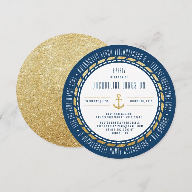 Senaste segelresan inför Veil-Chicen Bachelorette- Inbjudningar (Fram/baksida)