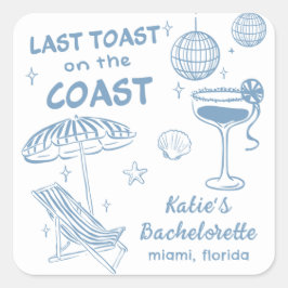 Senaste skål på Kusten handdragen Bachelorette Fyrkantigt Klistermärke