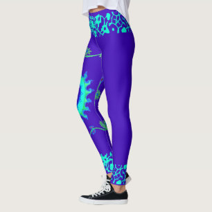 Senaste sommartid, elegant blå helg blommigt leggings