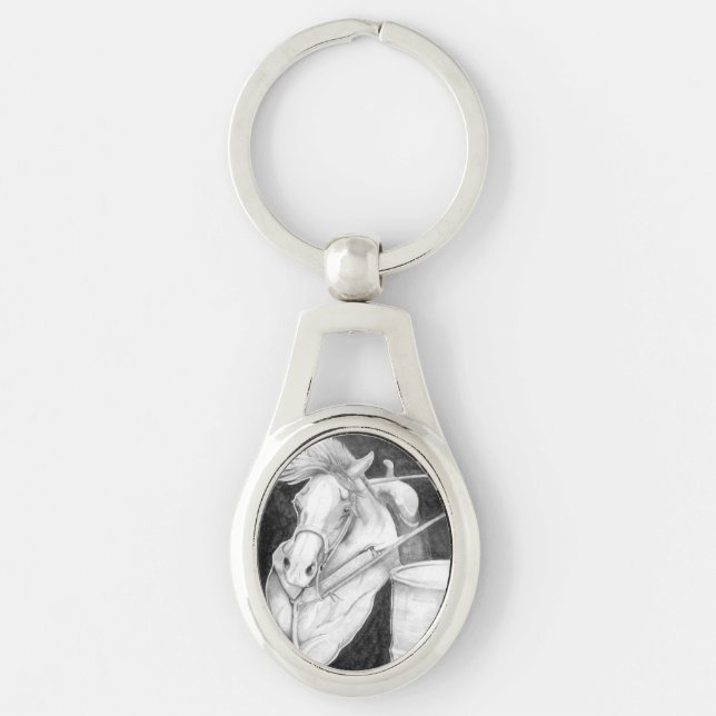 Senaste sväng ovalt silverfärgad nyckelring (Framsidan)