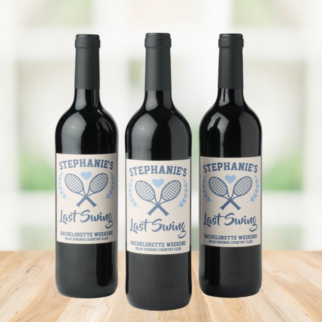 Senaste Swing Tennis Land Klubb Bachelorette Vinflaska Etikett (The perfect wine labels for your  "last swing" bachelorette party. )