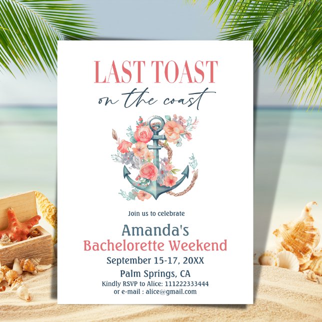 Senaste Toast Coastal Bachelorette Weedkend Itiner Inbjudningar (Skapare uppladdad)