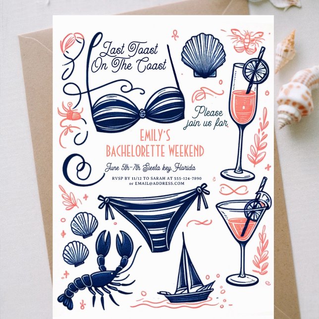 Senaste toast kusten Bachelorette Helg Inbjudningar (Skapare uppladdad)