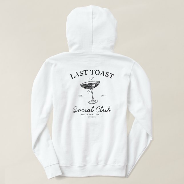 Senaste toast Modern Bachelorette Party Merch Hoodie (Design baksida)