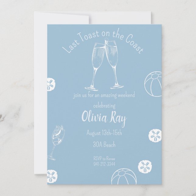 Senaste Toast på den kustnära bachelloretteees. Inbjudningar (Framsida)