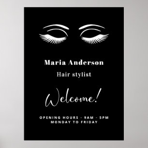 Senaste välkomsttid för svartvit makeup-artist poster