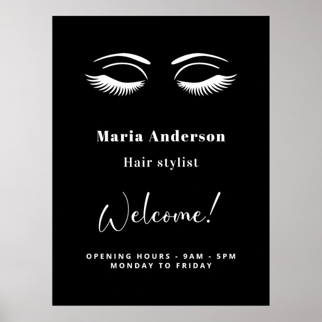 Senaste välkomsttid för svartvit makeup-artist poster (Framsidan)