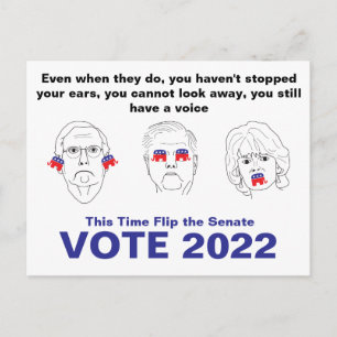 Senat Hear No, se No, Tala No Evil Vote 2020 Vykort