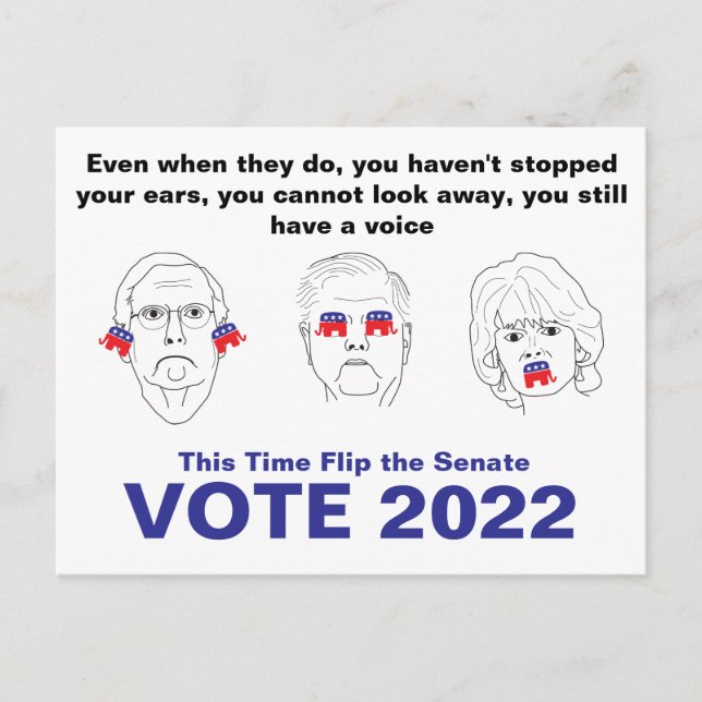 Senat Hear No, se No, Tala No Evil Vote 2020 Vykort (Framsida)