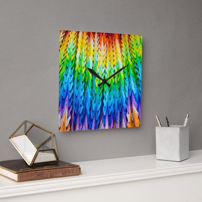 Senbazuru eller tusen origami cranes fyrkantig klocka (Kontor)
