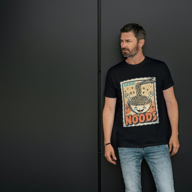Send Noods - Funny Noodle Pun Retro Stamp Design T Shirt (Skapare uppladdad)