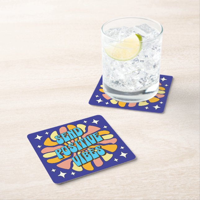 Send Positive Vibes Underlägg Papper Kvadrat (Insitu)