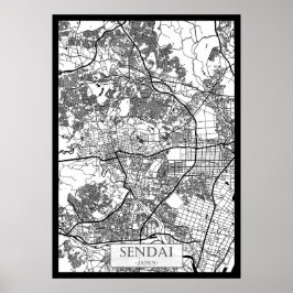 Sendai Japan Stadskarta Poster