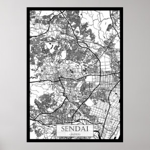 Sendai Japan Stadskarta Poster