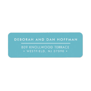 Sender ADRESS söt, modern, minimal turkoblått Returadress Etikett