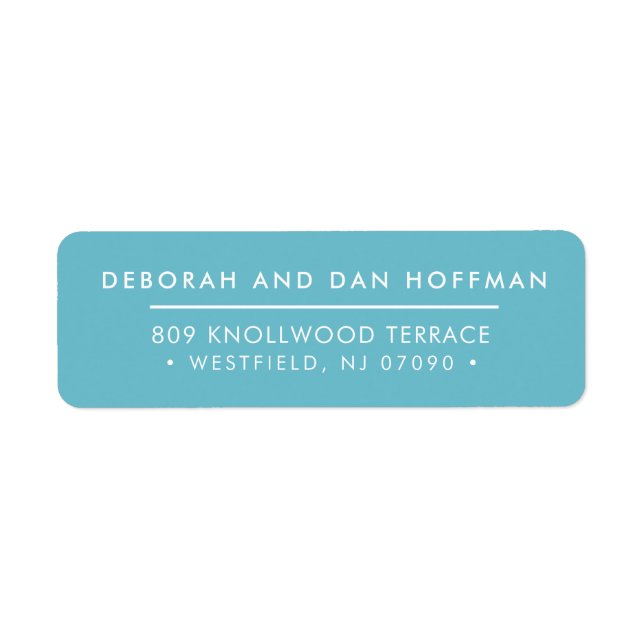 Sender ADRESS söt, modern, minimal turkoblått Returadress Etikett (Framsidan)