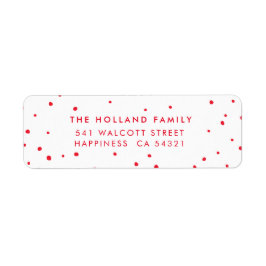 Sender ADRESS söta, moderna snö-fläckar röda Returadress Etikett