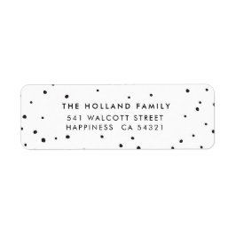 Sender ADRESS söta, moderna snö-fläckar svart Returadress Etikett