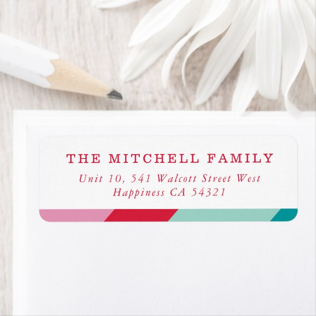 SENDER modern minimal geometrisk röd rosa Returadress Etikett (Insitu)