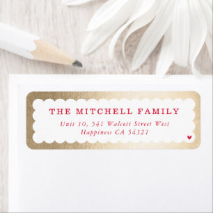 Senders moderna, minimala schalop-banderoll guld r returadress etikett