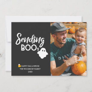 "Sending Boo's" Anpassningsbar Halloween Photo wit Kort