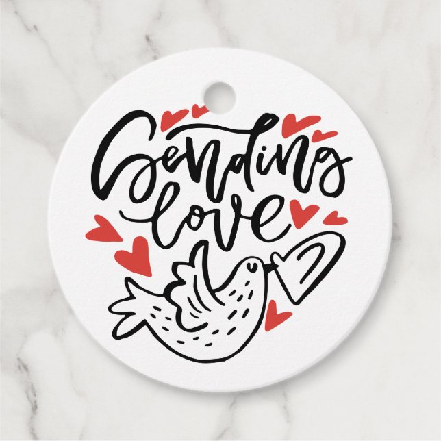 Sending Kärlek Modern Calligraphy Valentine Day Gåvor Etiketter (Framsida)