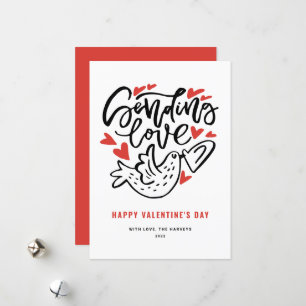 Sending Kärlek Modern Calligraphy Valentine Day Julkort