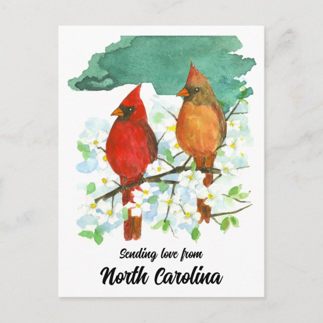 Sending Kärlek North Carolina Cardinals Dogwood Vykort (Framsida)
