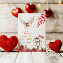 Sending Love Bevingad Kuvert och Rosor Alla Hjärta