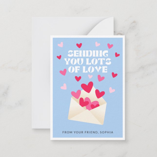 Sending Love Mail Hearts Envelope Valentine's Day Anteckningskort (Framsida)