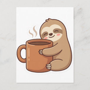 Sending Slow Vibes Sloth Postcard Cute Hello Not Vykort
