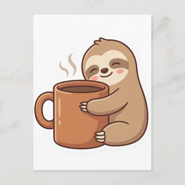 Sending Slow Vibes Sloth Postcard | Cute Hello Not Vykort (Framsida)